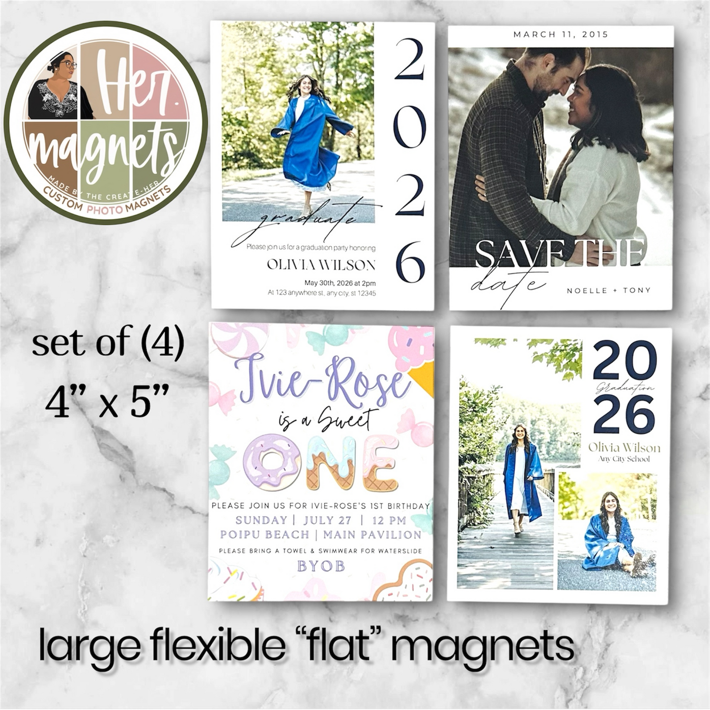 Flat Flexible Custom Photo Magnets